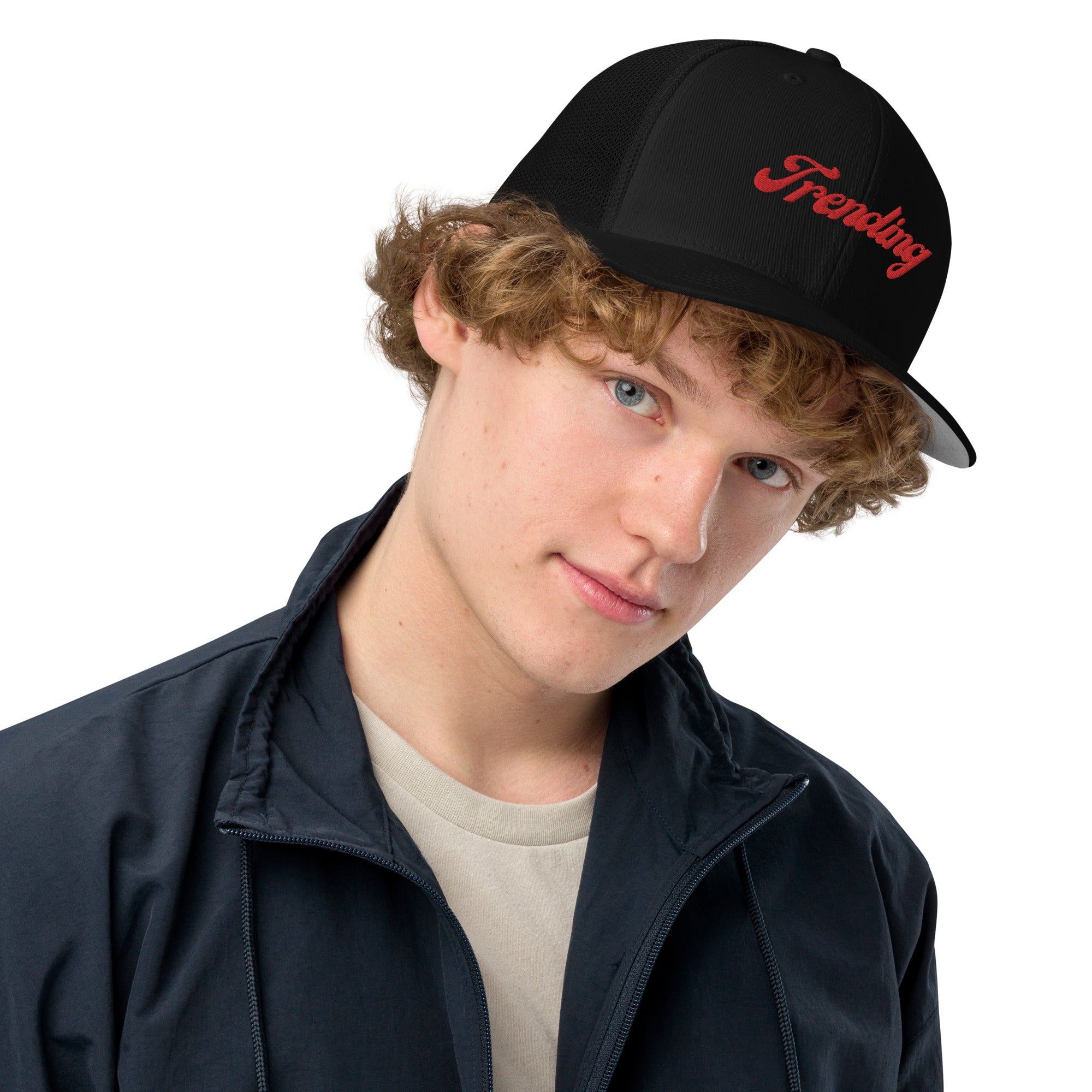 TRENDING RED Closed-back trucker cap