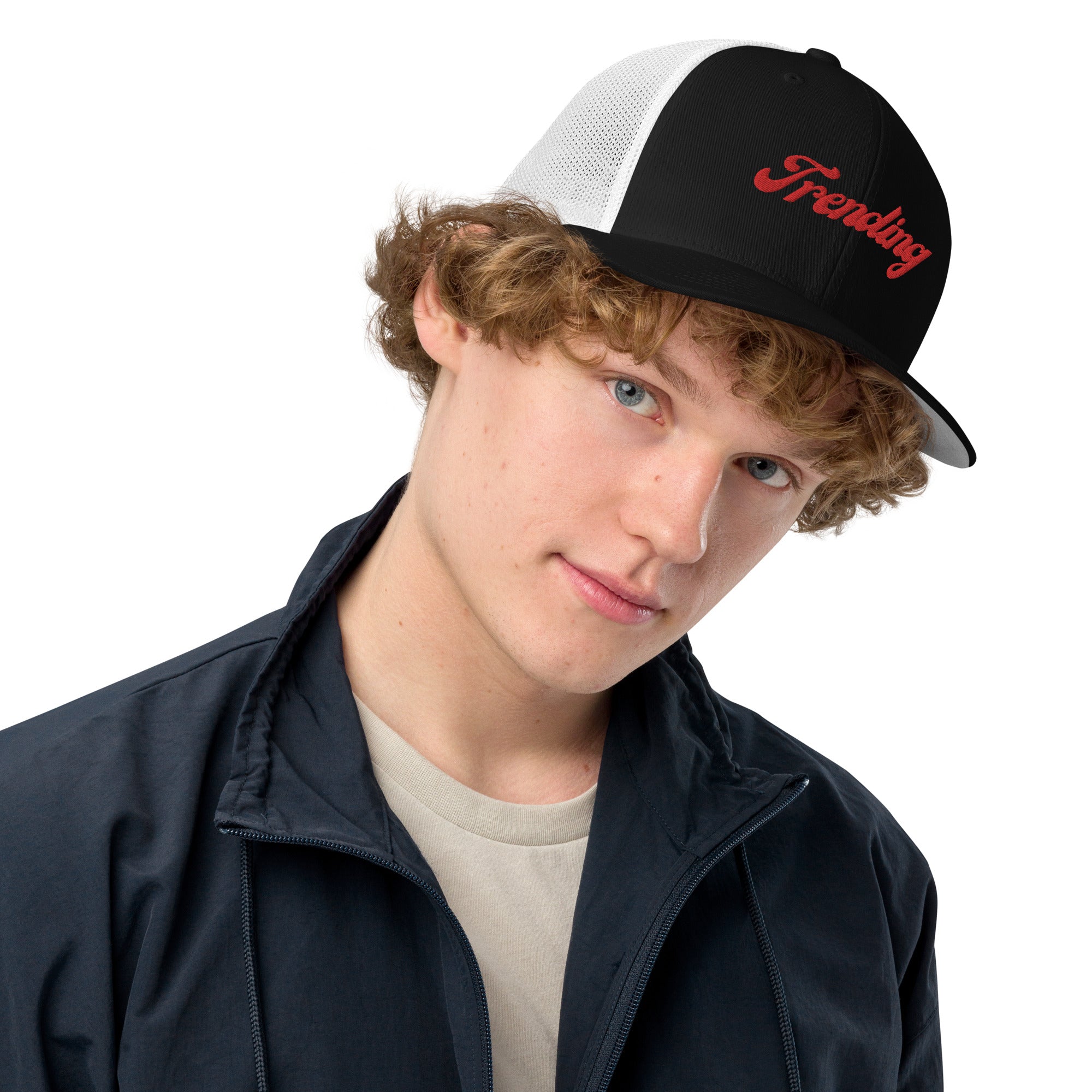TRENDING RED Closed-back trucker cap
