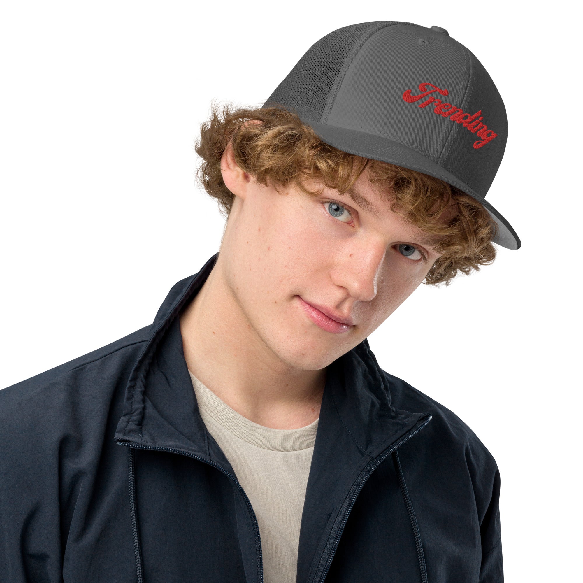 TRENDING RED Closed-back trucker cap