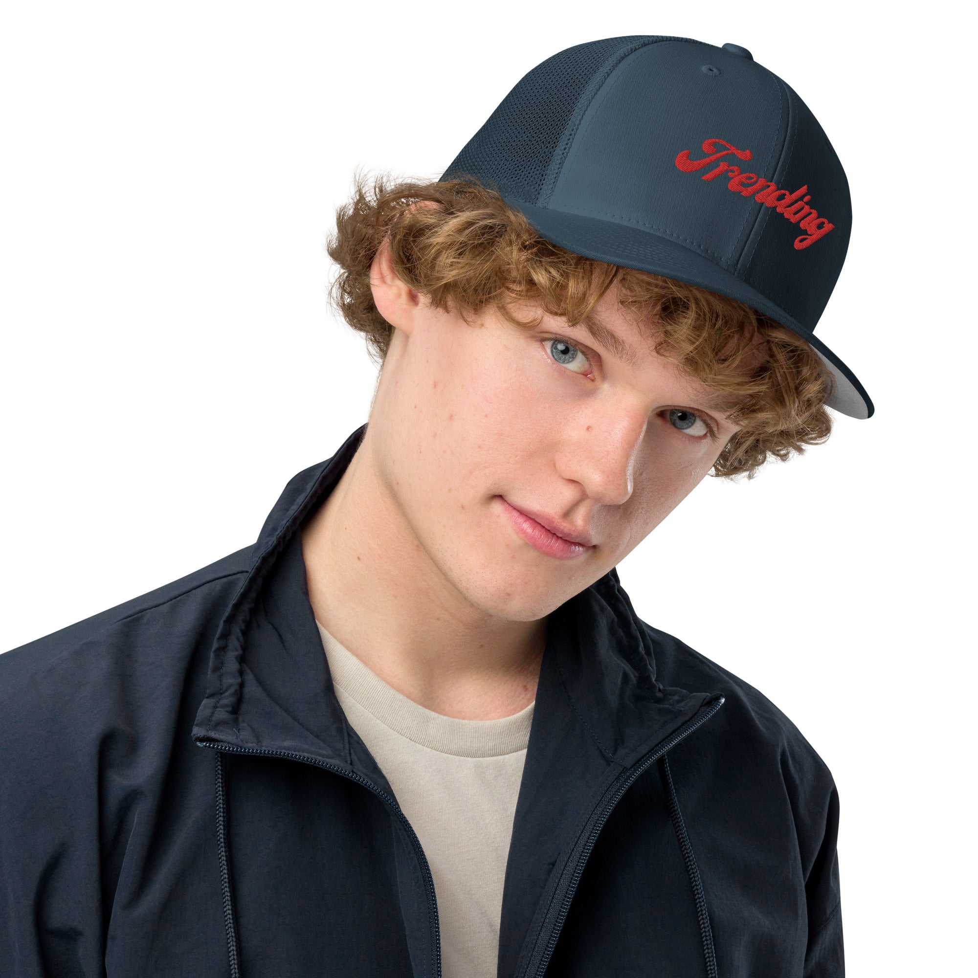 TRENDING RED Closed-back trucker cap