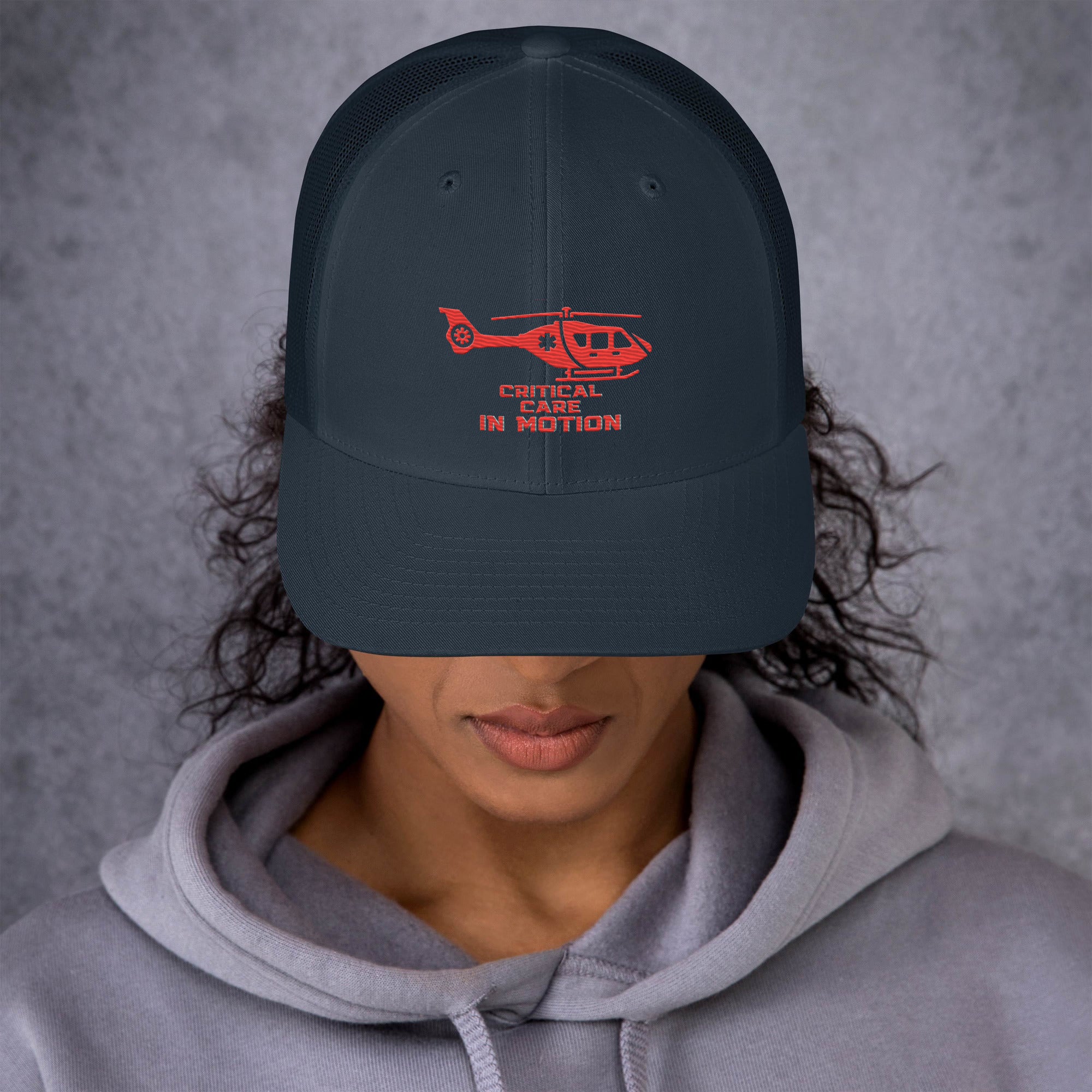 CRITICAL CARE IN MOTION RED Trucker Cap
