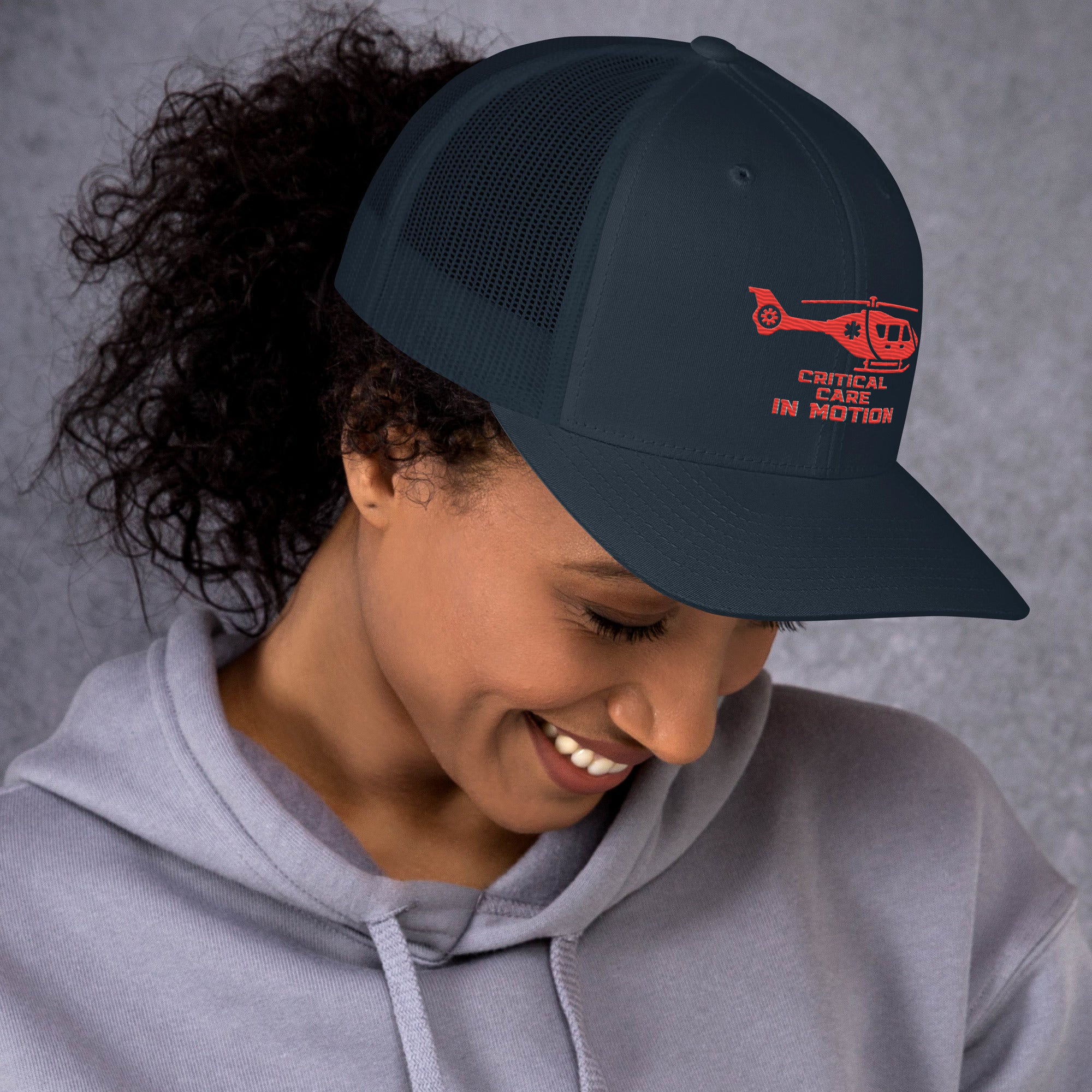 CRITICAL CARE IN MOTION RED Trucker Cap