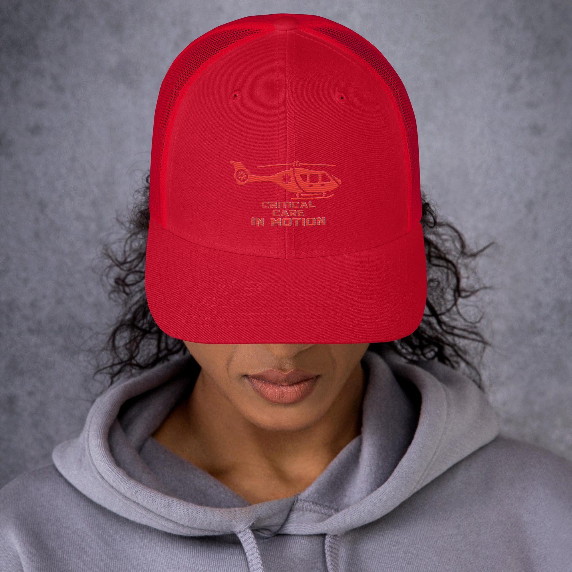 CRITICAL CARE IN MOTION RED Trucker Cap