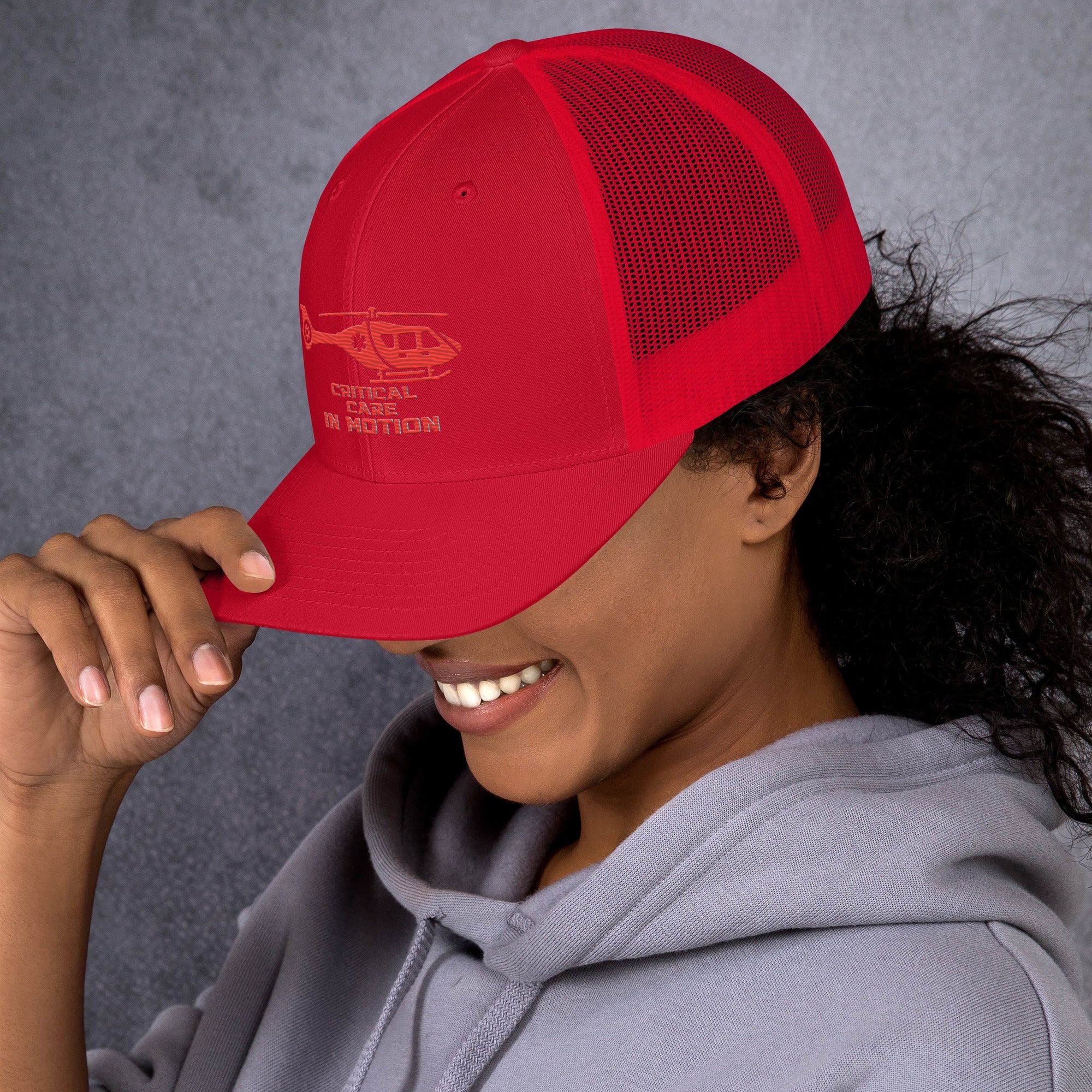 CRITICAL CARE IN MOTION RED Trucker Cap