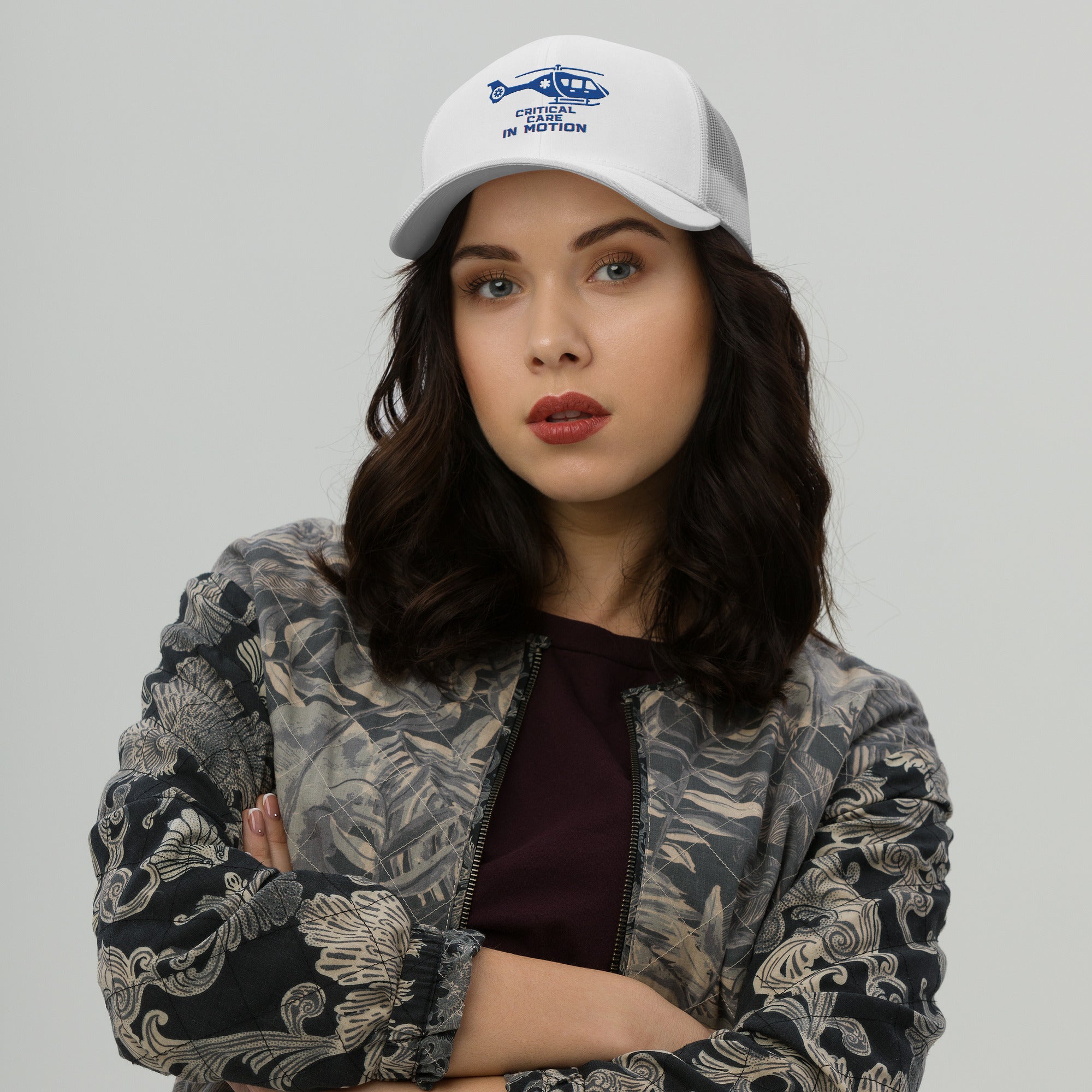 CRITICAL CARE IN MOTION BLUE Trucker Cap
