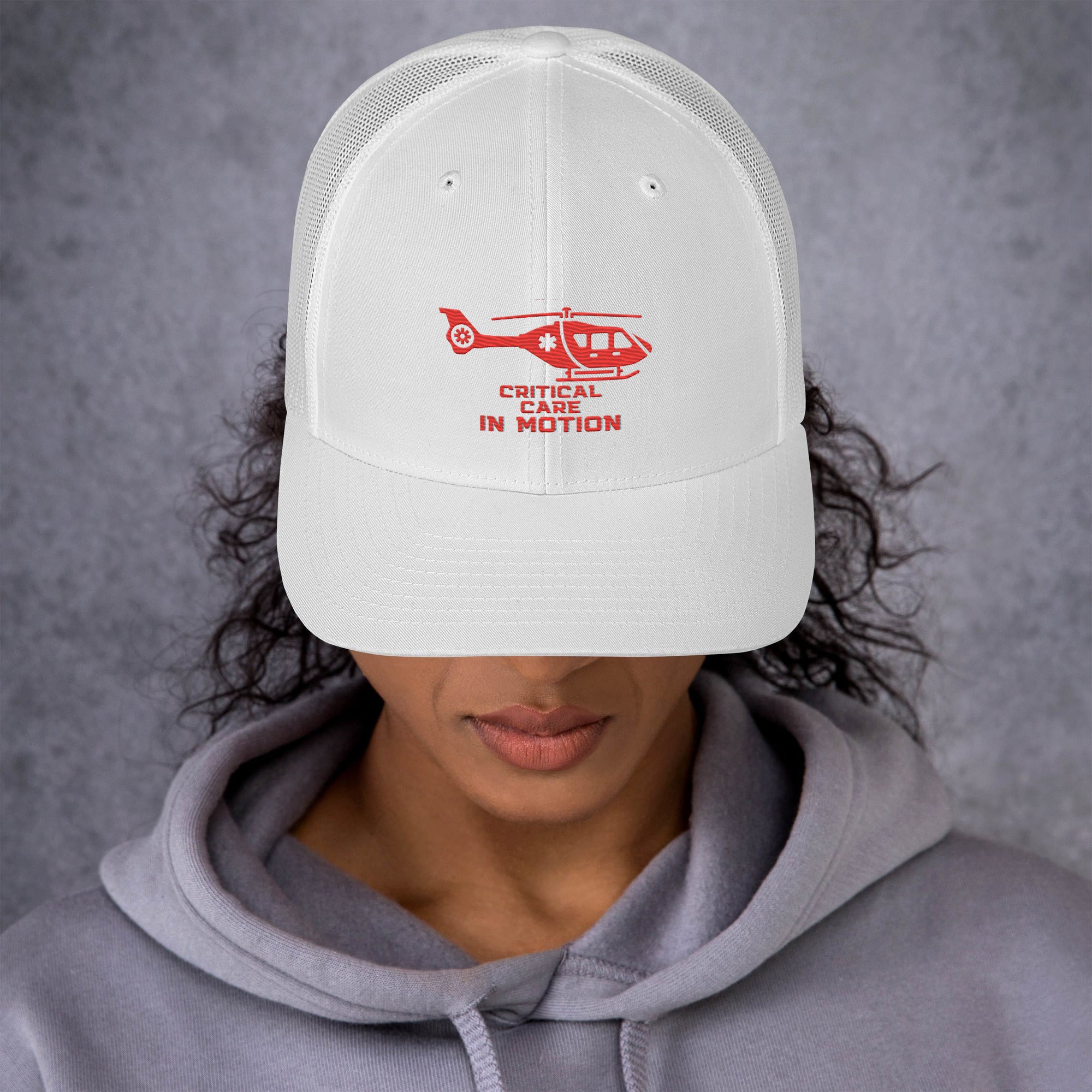 CRITICAL CARE IN MOTION RED Trucker Cap