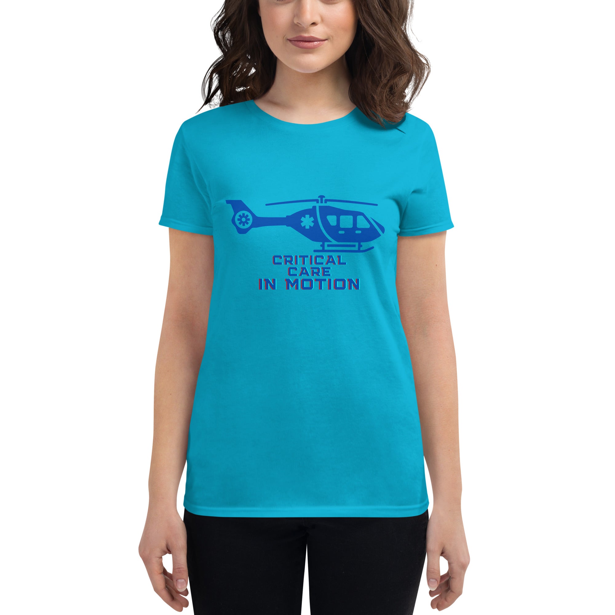 CRITICAL CARE IN MOTION BLUE Women's short sleeve t-shirt