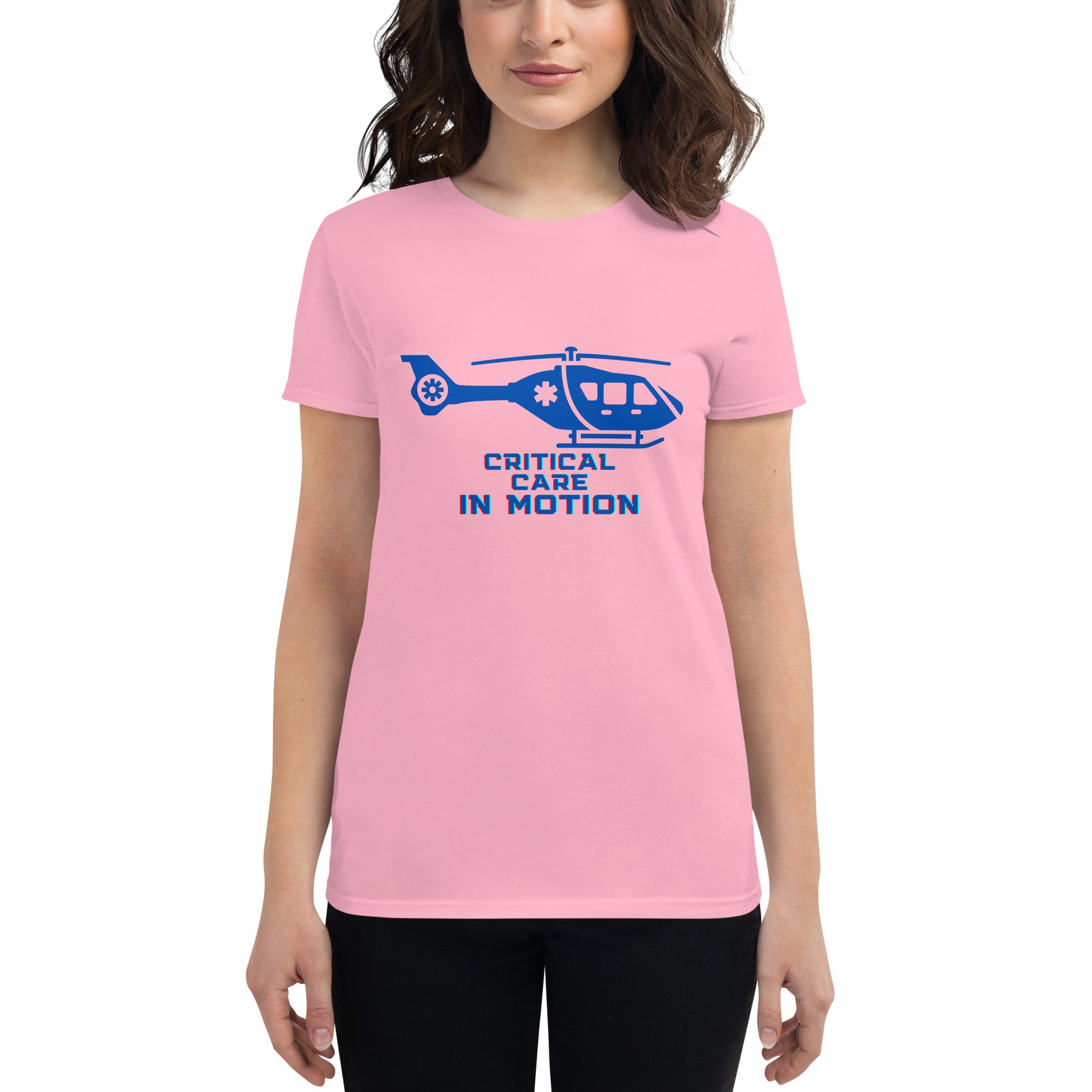 CRITICAL CARE IN MOTION BLUE Women's short sleeve t-shirt